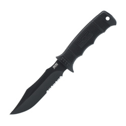 SOG - Tactical Knife SEAL Pup Elite - Serrated Back - Kydex Sheath - Black - E37T-K