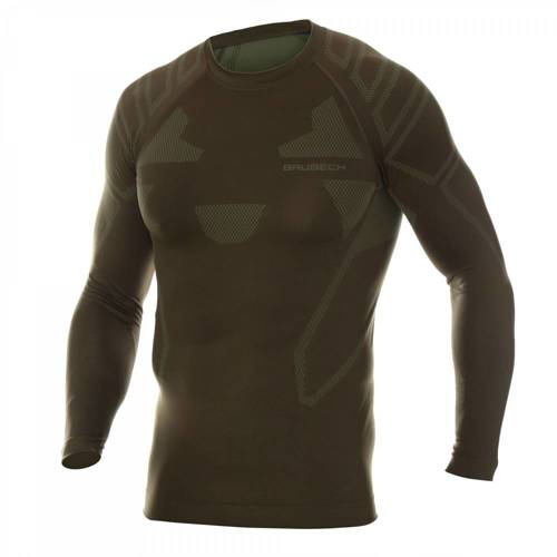 Brubeck - Ranger Protect thermal sweatshirt - Long sleeve - Khaki - LS14210. - Thermoactive Underwear