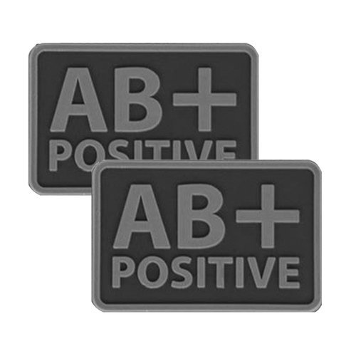 Helikon - PVC Patch - Blood Type - AB+ POS - Black - 2 pcs -  3D PVC Morale Patches