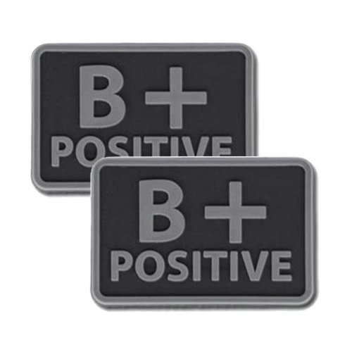 Helikon - PVC Patch - Blood Type - B+ POS - Black - 2pcs -  3D PVC Morale Patches