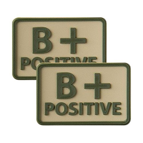 Helikon - PVC Patch - Blood Type - B+ POS - Khaki - 2 pcs -  3D PVC Morale Patches