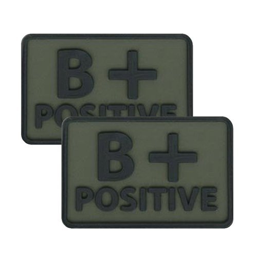 Helikon - PVC Patch - Blood Type - B+ POS - Olive Green - 2pcs -  3D PVC Morale Patches