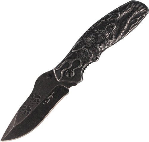 Herbertz Solingen - Folding knife with wolf motif - 582212 - Folding Blade Knives