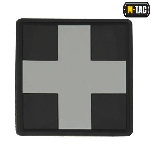 M-Tac - Medic Cross Square 3D PVC Patch - Black / Gray - 51124211 -  3D PVC Morale Patches