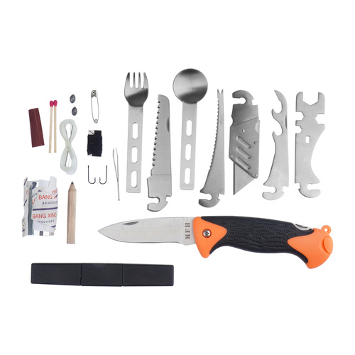 MFH - Special Survival Kit - 27 Parts - Orange - 27112 - Folding Blade Knives