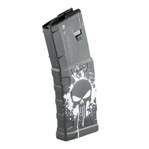 MFT - Polymer Magazine Extreme Duty Punisher Skull for AR-15 / M4 - 5,56 x 45 mm/.223 - 30 Rounds - Black - EXDPM556D-PSS-WH - AR Magazines