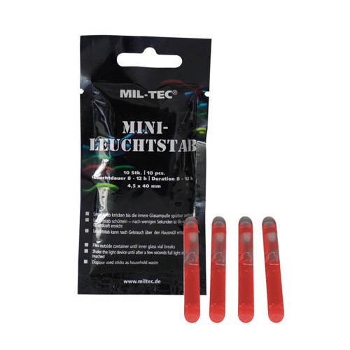 Mil-Tec - Lightstick - Mini - 4.5 x 40 mm - 10 pcs - Red - 14931510 - Glow Sticks