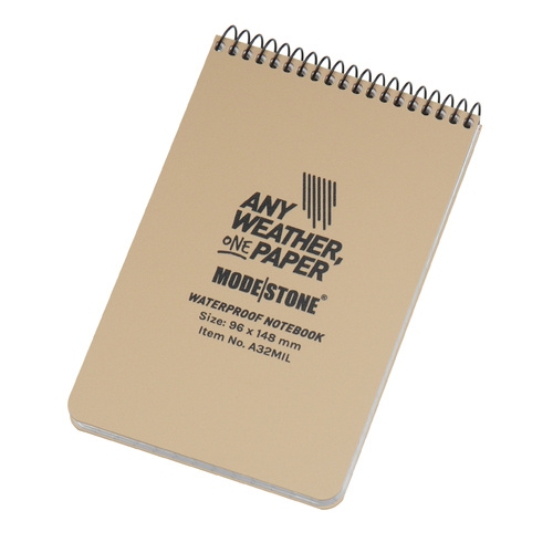 Modestone - Waterproof Notebook - 96 x 148 mm - 50 Sheets - Tan - A32MIL - Notebooks & Accessories