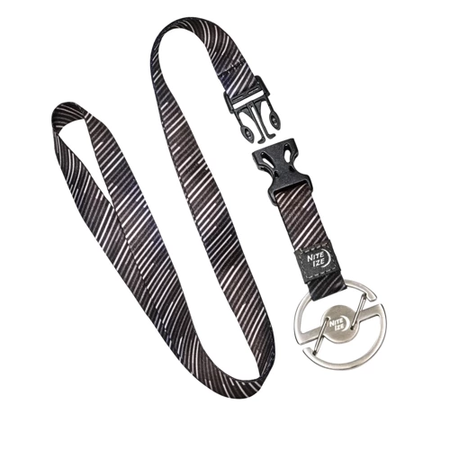 Nite Ize - Carabiner with Lanyard Medallion Key Lanyard - Steel - Silver/Black - MKL-11-R3 - Keychains