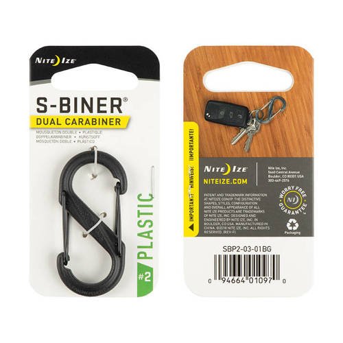 Nite Ize - S-Biner #2 Plastic Black Gate - Black - SBP2-03-01BG - Plastic Carabiners