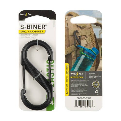 Nite Ize - S-Biner #4 Plastic Black Gate - Black - SBP4-03-01BG - Plastic Carabiners