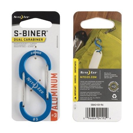 Nite Ize - S-Biner® Aluminum Dual Carabiner #3 - Blue - SBA3-03-R6 - Aluminum Carabiners