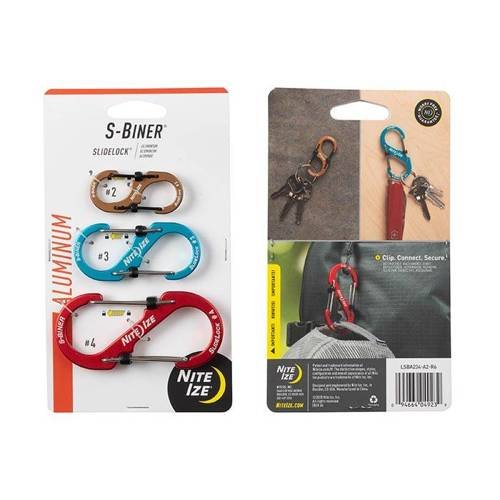 Nite Ize - S-Biner® SlideLock® Aluminum Combo - 3 pcs. - Assorted - LSBA234-A2-R6 - Aluminum Carabiners