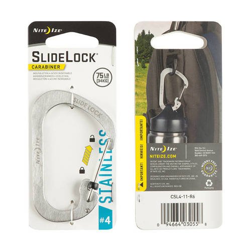 Nite Ize - SlideLock Carabiner #4 - Stainless - CSL4-11-R6 - Steel Carabiners