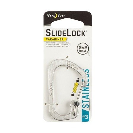 Nite Ize - SlideLock® Carabiner Stainless Steel #3 - Stainless - CSL3-11-R6 - Steel Carabiners