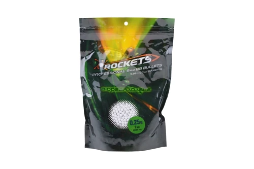 Rockets - BBs ASG Professional - Biodegradable - 0.25 g - 4000 pcs - Białe - ROC-16-006035 - 0.25 g BBs