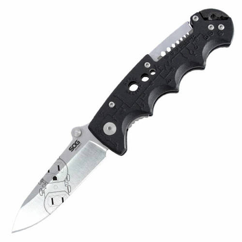 SOG - Electrician's Folding Knife Kilowatt with Wire Strippers - Black - EL01-CP - Folding Blade Knives