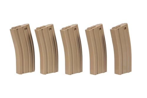 Specna Arms - Mid-cap Magazine Set for M4/M16 Replicas - 5 pcs. - 140 rounds - Tan - SPE-05-025501 - M16, M4 Magazines