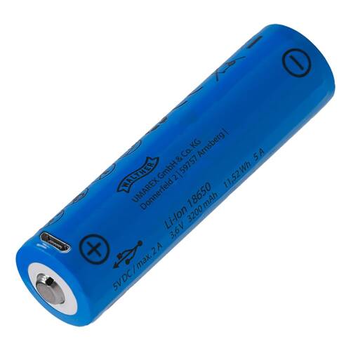 Walther - ICR 18650 Rechargeable Battery - 3.7 V - USB - 3200 mAh - 3.7133 - Batteries