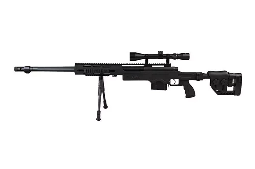 Well  - ASG Sniper Rifle Replica MB4411D UPV - 6mm - Spring-loaded - Scope - Bipod - Black - WEL-03-007312 - Spring Airsoft Rifles