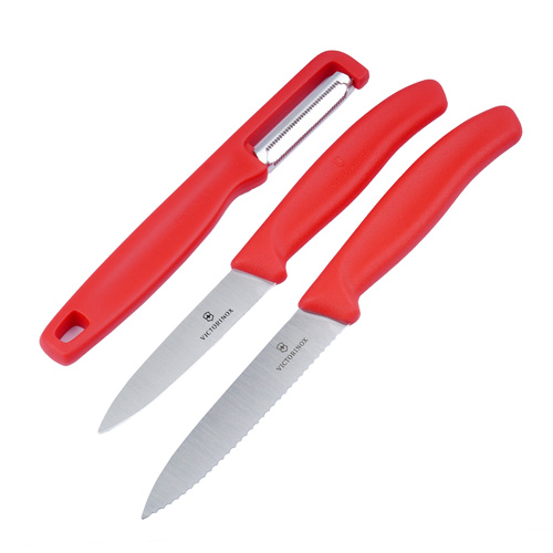 Victorinox - Kitchen Knife Set with Peeler Swiss Classic - 3 Pieces - Red - 6.7111.33C1