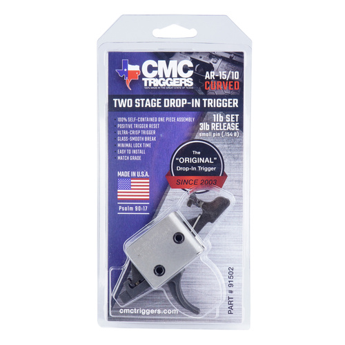 CMC Triggers - Drop-in Trigger for AR15/AR10 Small Pin Competition - Two-stage - Curved - 1/3 lb - 91502