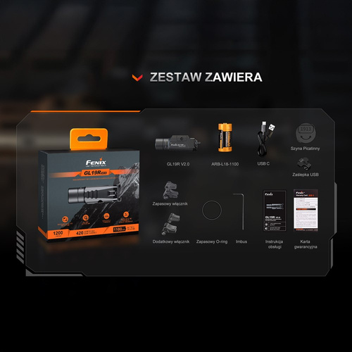 Fenix - GL19R V2.0 Tactical Pistol Flashlight - 1200 lm - Picatinny/Glock - Black - GL19R V2.0