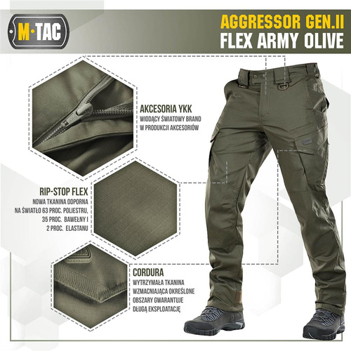 M-Tac - Tactical Pants Aggressor Gen.II Flex - Ripstop - Army Olive - 20058062