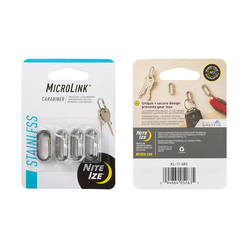 Nite Ize - MicroLink Carbiner - Steel - Silver - 4 pcs - KL-11-4R3