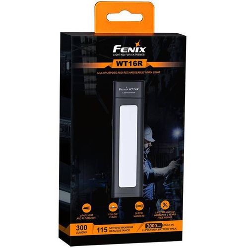Fenix - Rechargeable LED Flashlight WT16R - Workshop - 300 lumens - Black - 039-479