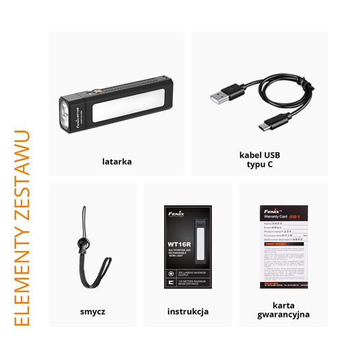 Fenix - Rechargeable LED Flashlight WT16R - Workshop - 300 lumens - Black - 039-479