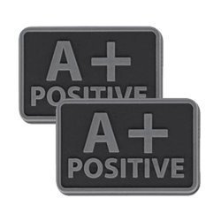 Helikon - PVC Patch - Blood Type - A+ POS - Black - 2pcs
