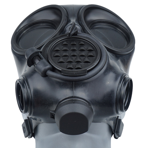 Military gas mask OM-90 with a water bottle