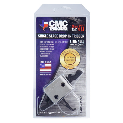CMC Triggers - Drop-in Trigger for AR15/AR10 PCC Competition - Single Stage - Flat - 3.5 lb - 95503