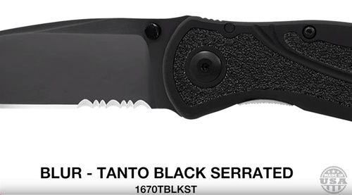 Kershaw - Tactical Knife Blur Tanto 1670TBLKST - 14C28N - Black - 1670TBLKST