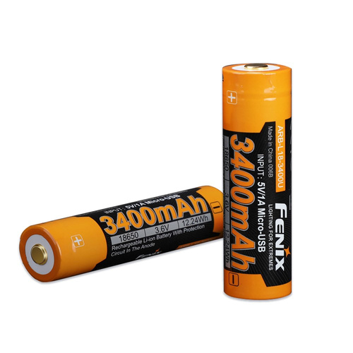 Fenix - Li-ion Rechargeable Battery 18650 3400mAh 3,6V - USB - ARB-L18U-3400