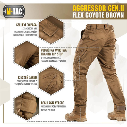 M-Tac - Tactical Pants Aggressor Gen.II Flex - Ripstop - Coyote Brown - 20058017