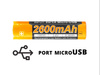 Fenix - 18650 2600mAh 3,6V Li-ion Battery - USB - ARB-L18-2600U