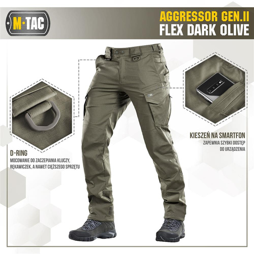 M-Tac - Tactical Pants Aggressor Gen.II Flex - Ripstop - Dark Olive - 20058048