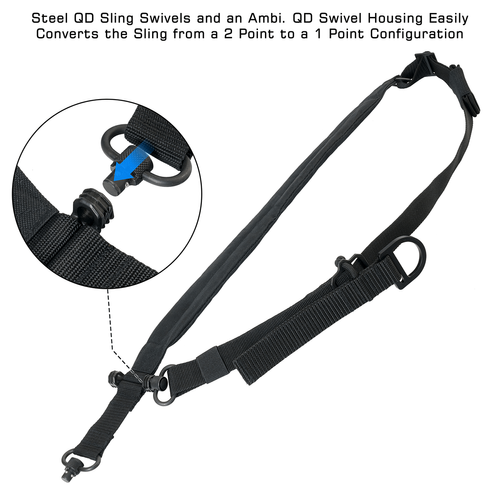 UTG - Bungee Sling QD Gun Sling - 1-Point - Black - PVC-GB507B