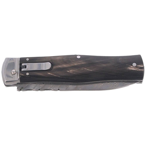 Mikov - Spring Knife Predator Damascus Wildcat Buffalo Horn 241-DR-1/KP - PMC 27 - Black - 129627