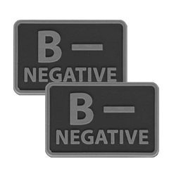 Helikon - PVC Patch - Blood Type - B- NEG - Black - 2 pcs
