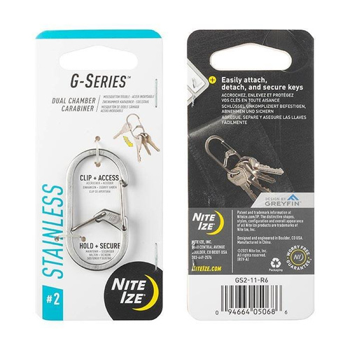 Nite Ize - G-Series™ #2 Dual Chamber Carabiner - Steel - Silver -GS2-11-R6