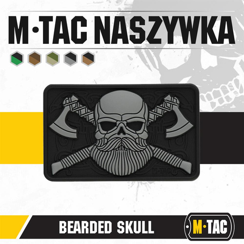 M-Tac - 3D Patch - Bearded Skull - Black / Grey - 51113211