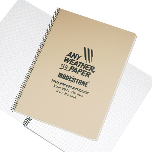 Modestone - Waterproof Notebook - 210 x 297 mm - 50 Sheets - Tan - C42