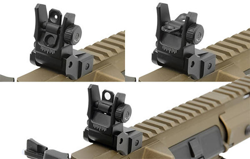 UTG - Spring-loaded Low Profile AR15 Super Slim Flip-Up Rear Sights - Picatinny - Black - MNT-955
