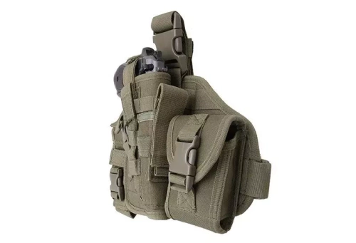 GFC Tactical - Modular Thigh Panel with Holster - MOLLE - Nylon - Olive - GFT-29-000568