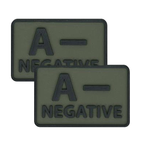 Helikon - PVC Patch - Blood Type - A- NEG - Olive Green - 2pcs