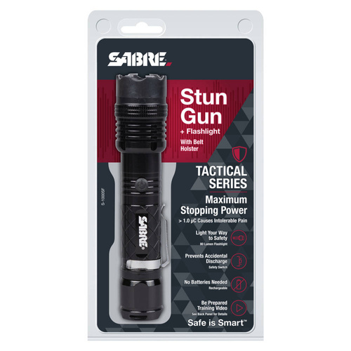 Sabre Red - Rechargeable Flashlight With Stun Gun - 1 M V - 80 lm - Black - S-1000SF