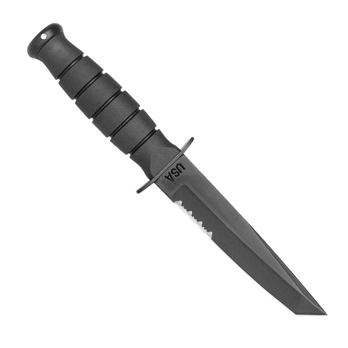 Ka-Bar 1255 - Short Tanto military knife - Black - Combo - Leather sheath
